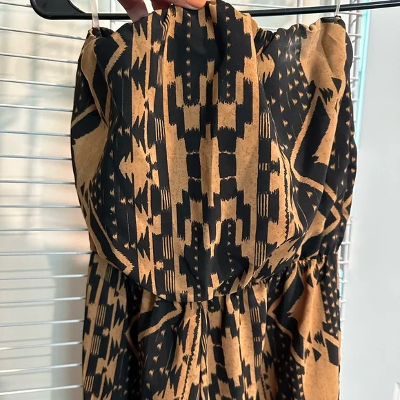 Black and Tan Tube Long Pant Romper - Picture 1 of 4